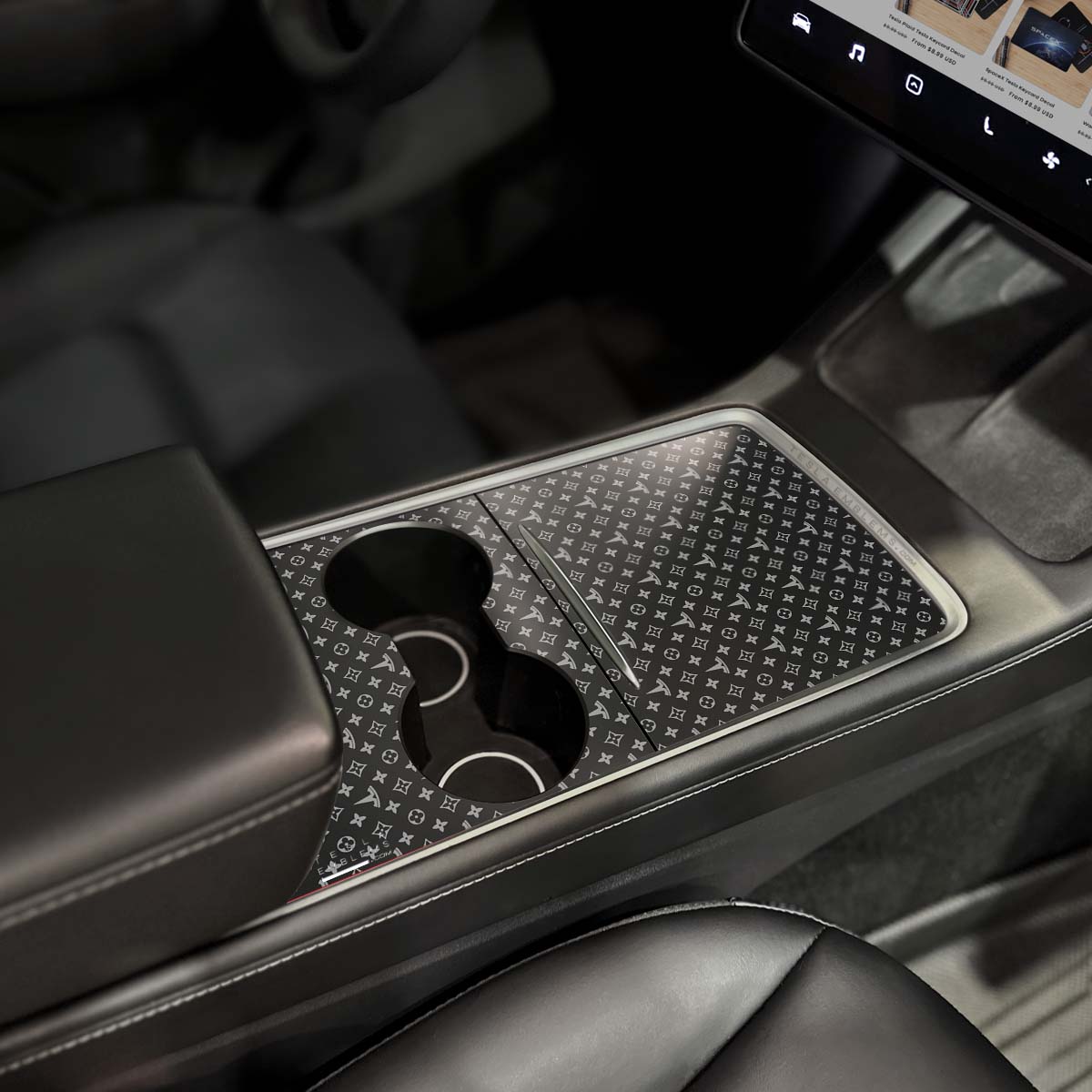 Designer LV Pattern Tesla Edition | Tesla Center Console Wrap Kit | Model 3 '21 - 24 - Tesla Emblems
