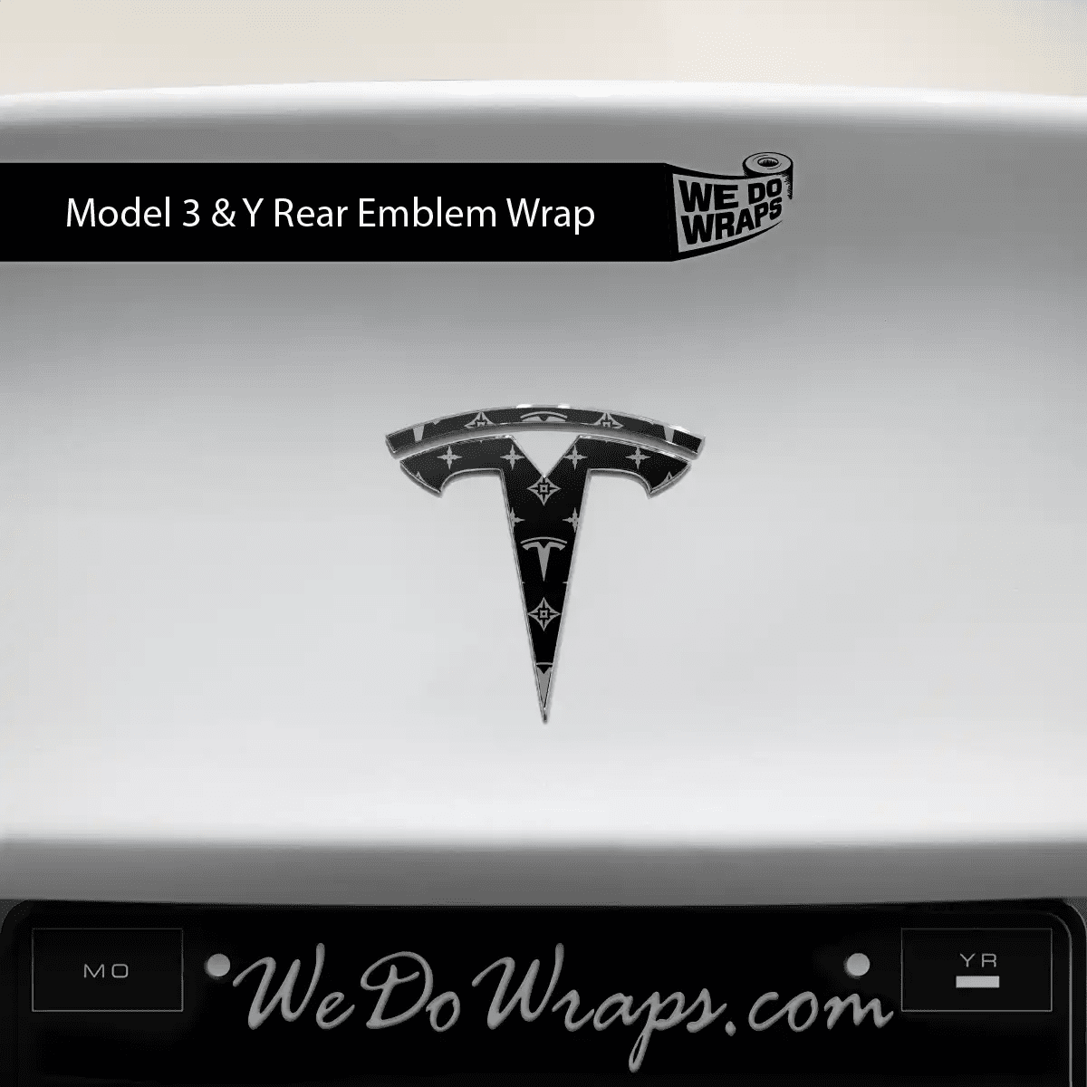Designer Tesla Edition Pattern Tesla Emblem Decals (Front + Back) | Model 3 - Tesla Emblems