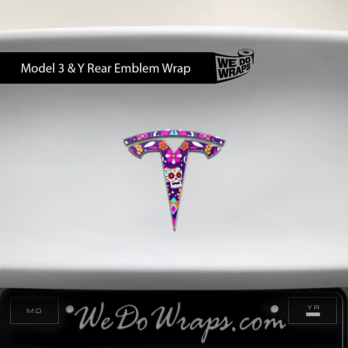 Día de Muertos Tesla Emblem Decals (Front + Back) | Model 3