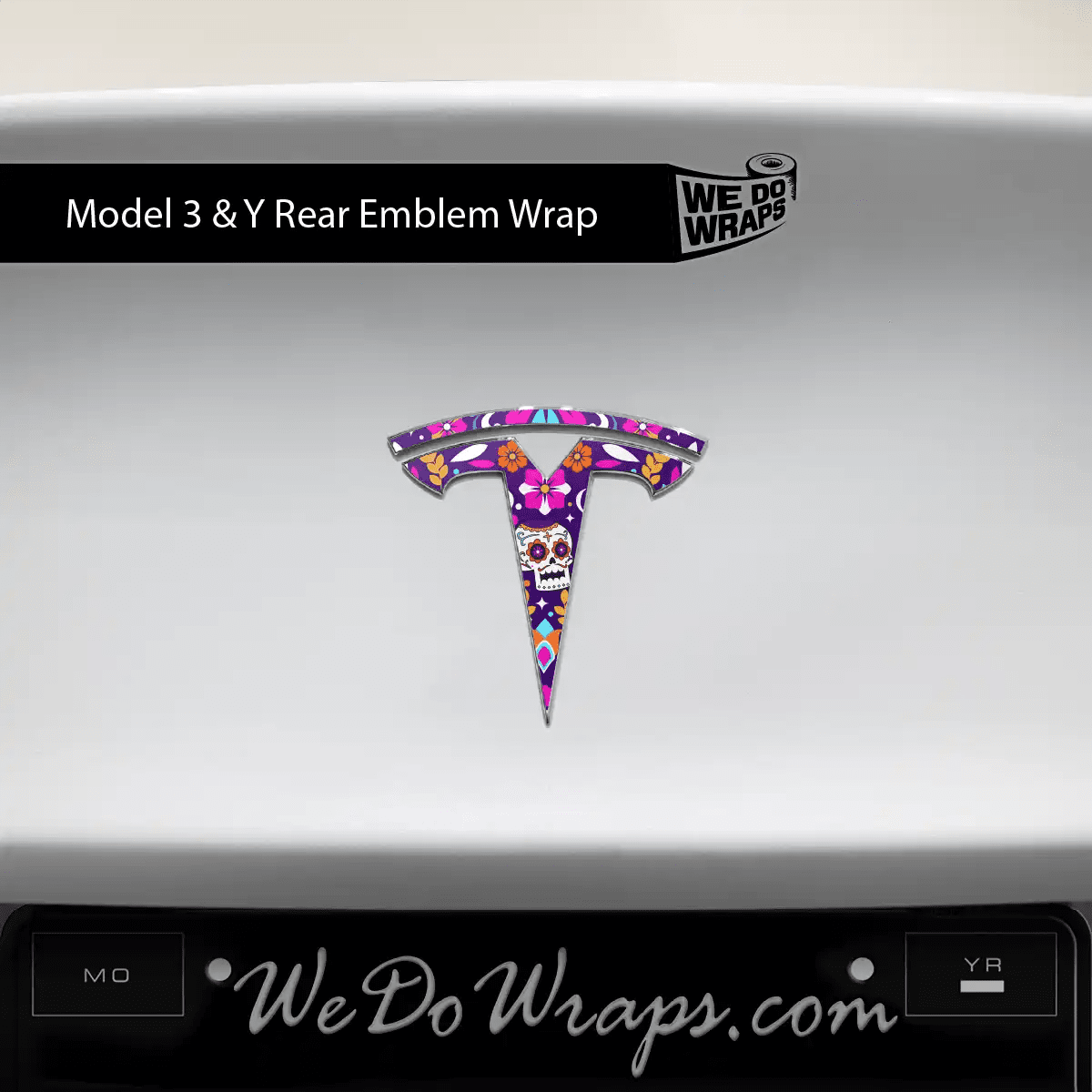 Día de Muertos Tesla Emblem Decals (Front + Back) | Model Y - Tesla Emblems