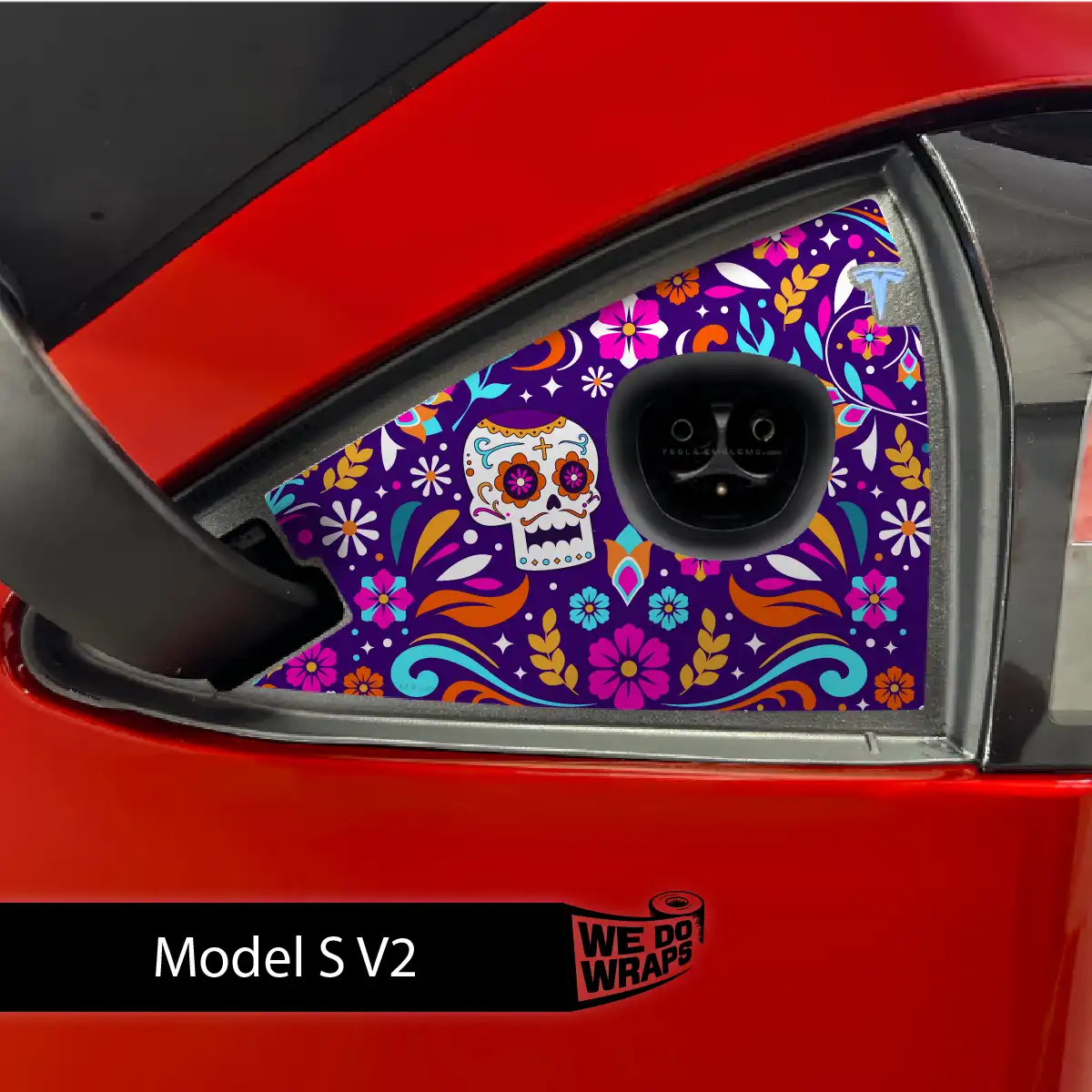 Día de Muertos Tesla Charge Port Wrap | Model S
