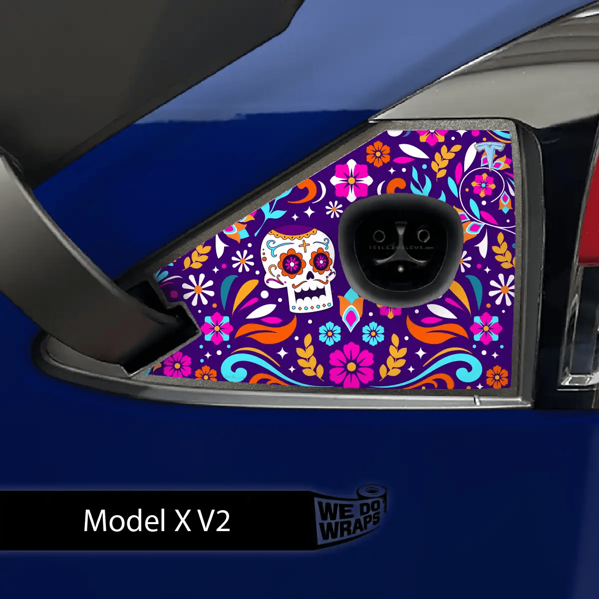 Día de Muertos Tesla Charge Port Wrap | Model X - Tesla Emblems