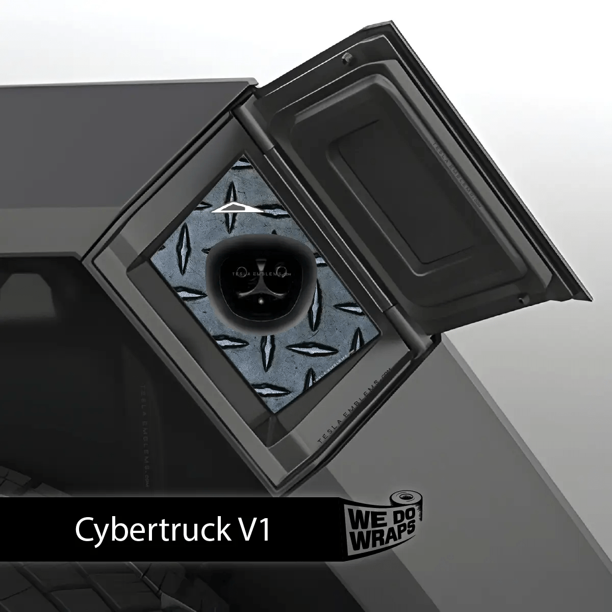 Diamond Plate Charge Port Wrap | Cybertruck - Tesla Emblems