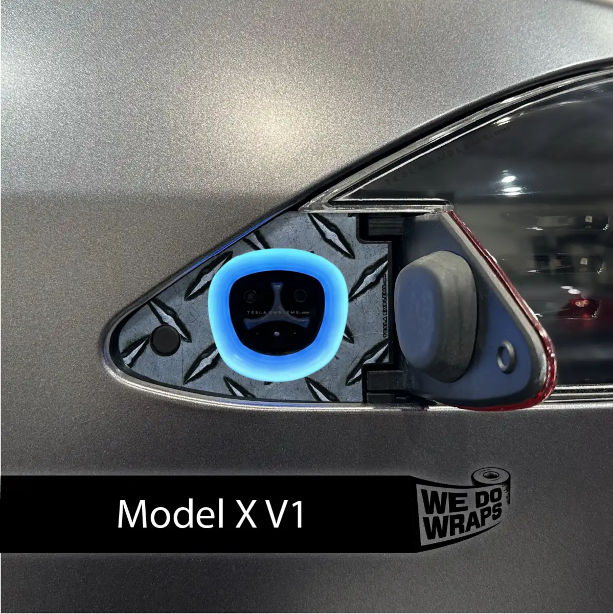 Diamond Plate Charge Port Wrap | Model X - Tesla Emblems