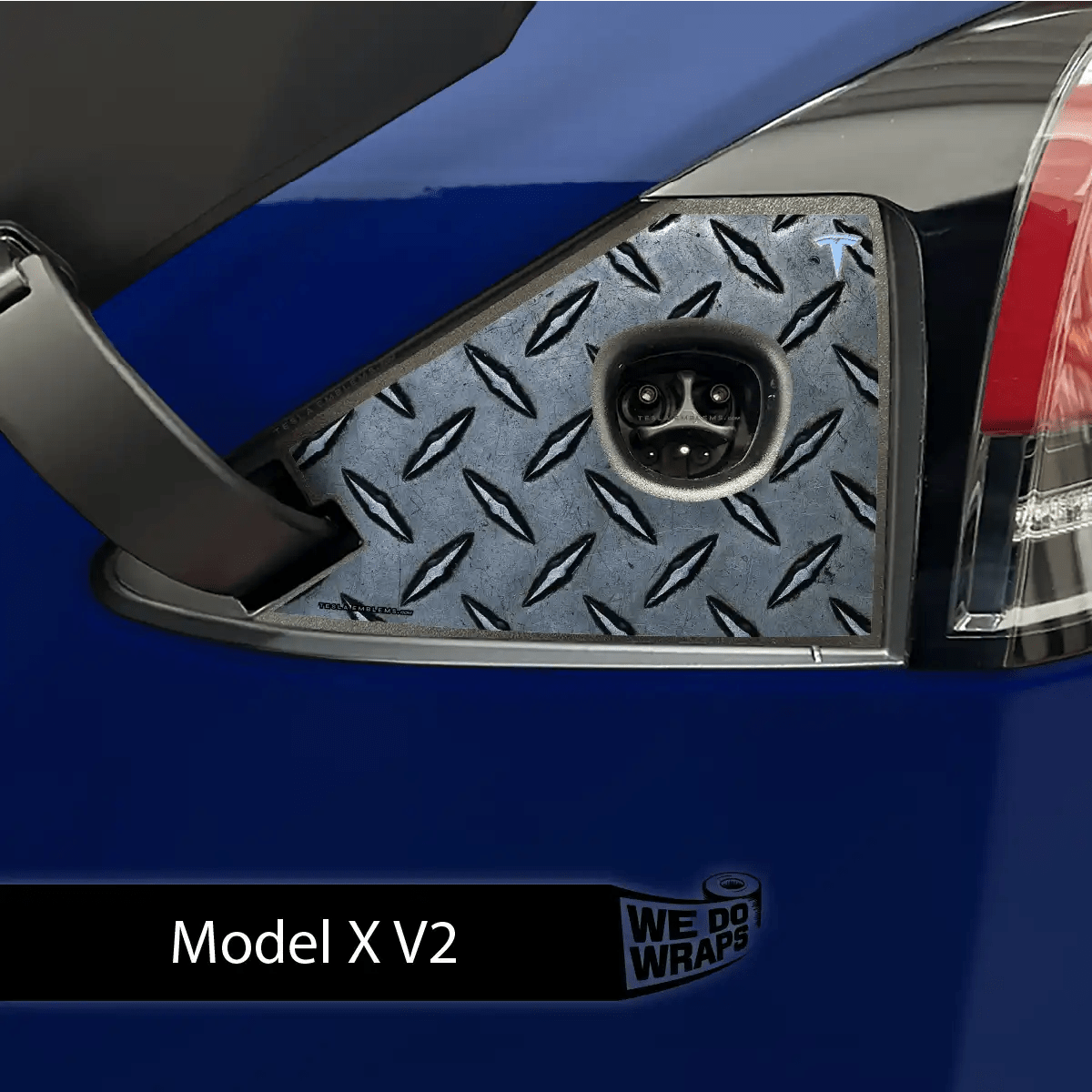 Diamond Plate Charge Port Wrap | Model X - Tesla Emblems