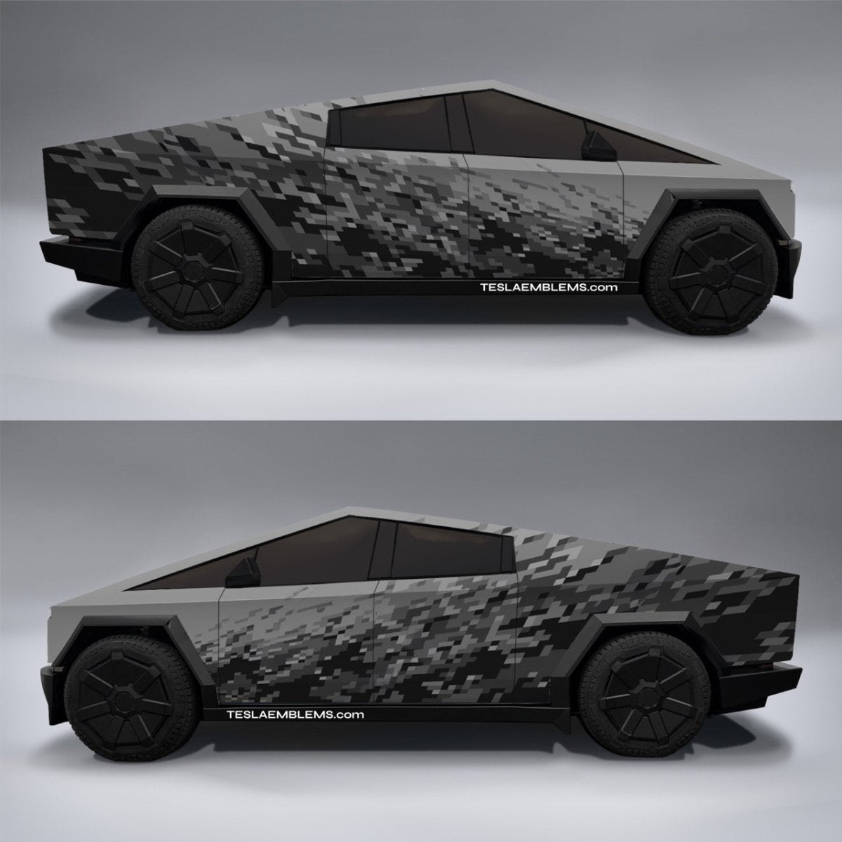 Digital Destruction Camo - Tesla Cybertruck DIY Precut Kit - Tesla Emblems