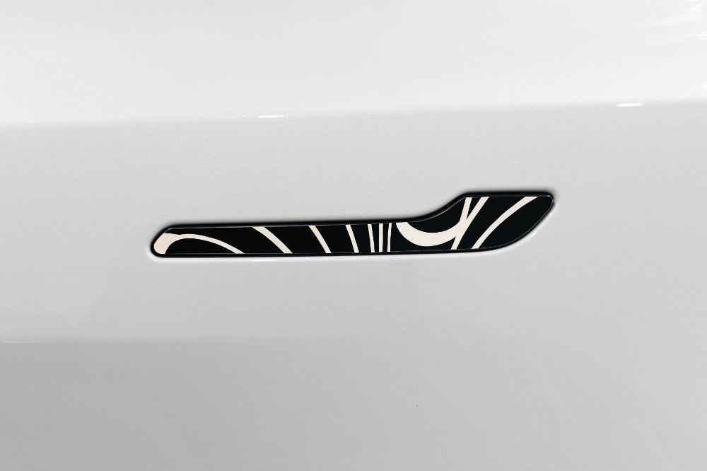 Wavy Door Handle Decal on Tesla Model X