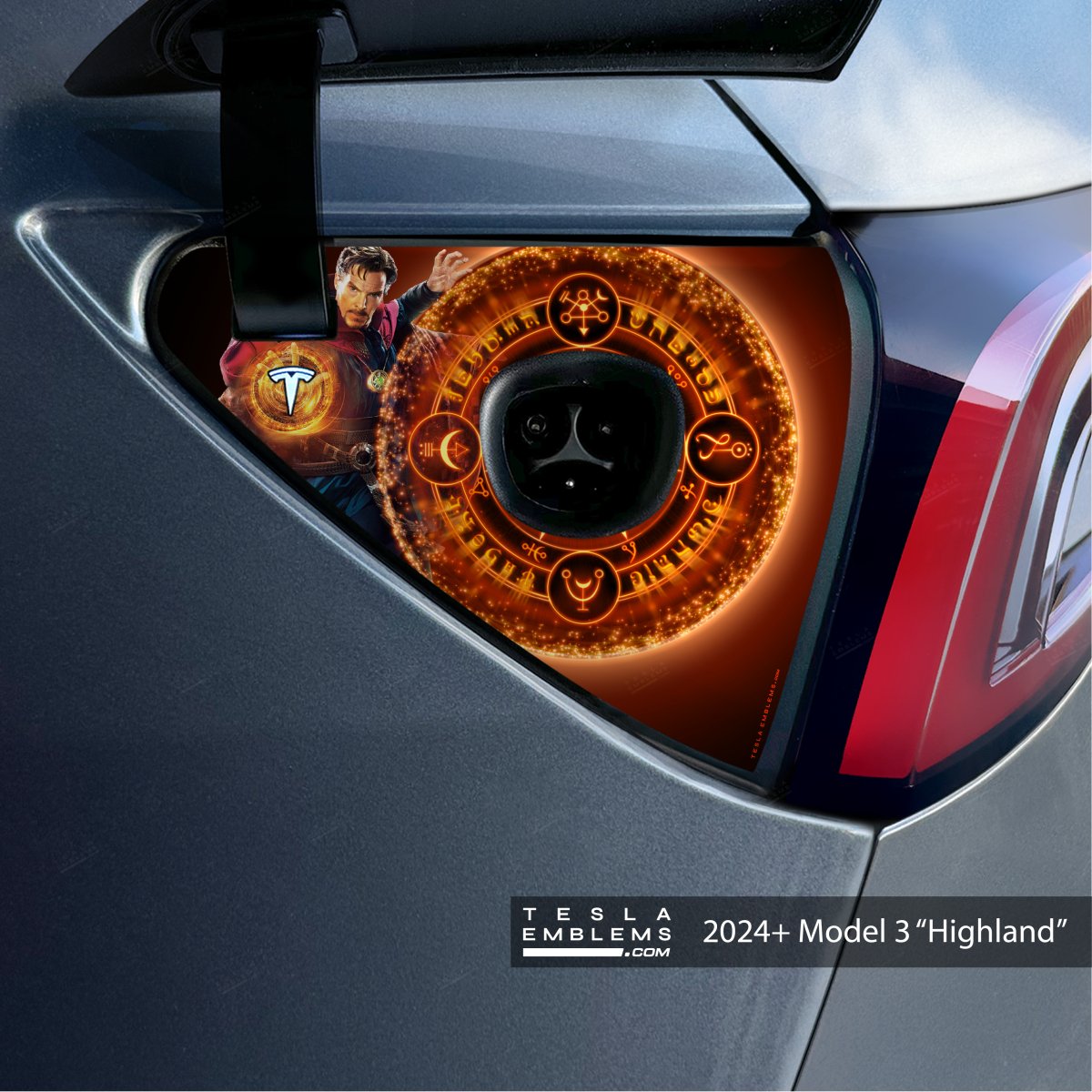 Dr Strange Charge Port Wrap - Tesla Emblems