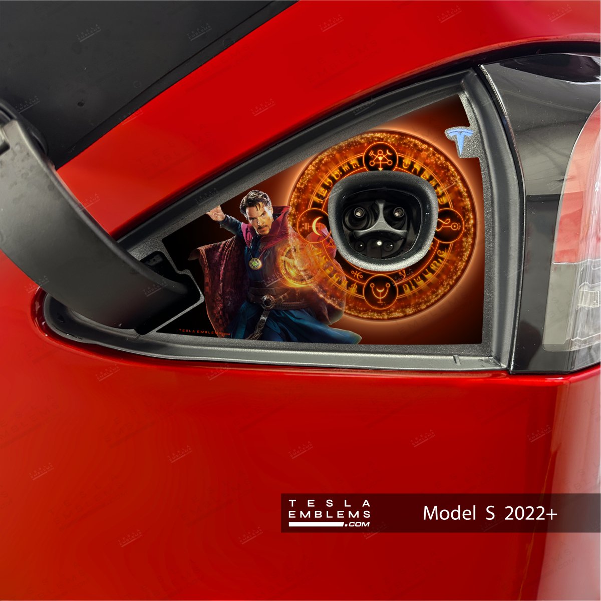 Dr Strange Charge Port Wrap - Tesla Emblems