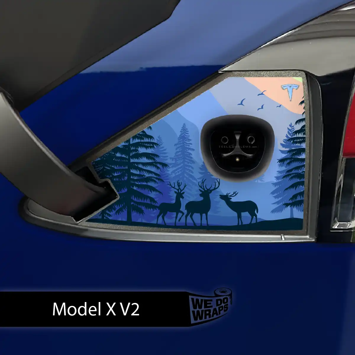 Distracted Elk Tesla Charge Port Wrap | Model X - Tesla Emblems