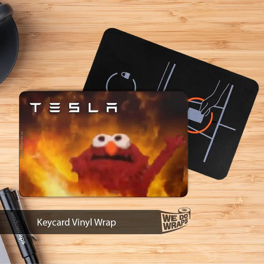 Elmo on Fire Meme Tesla Keycard Decal - Tesla Emblems
