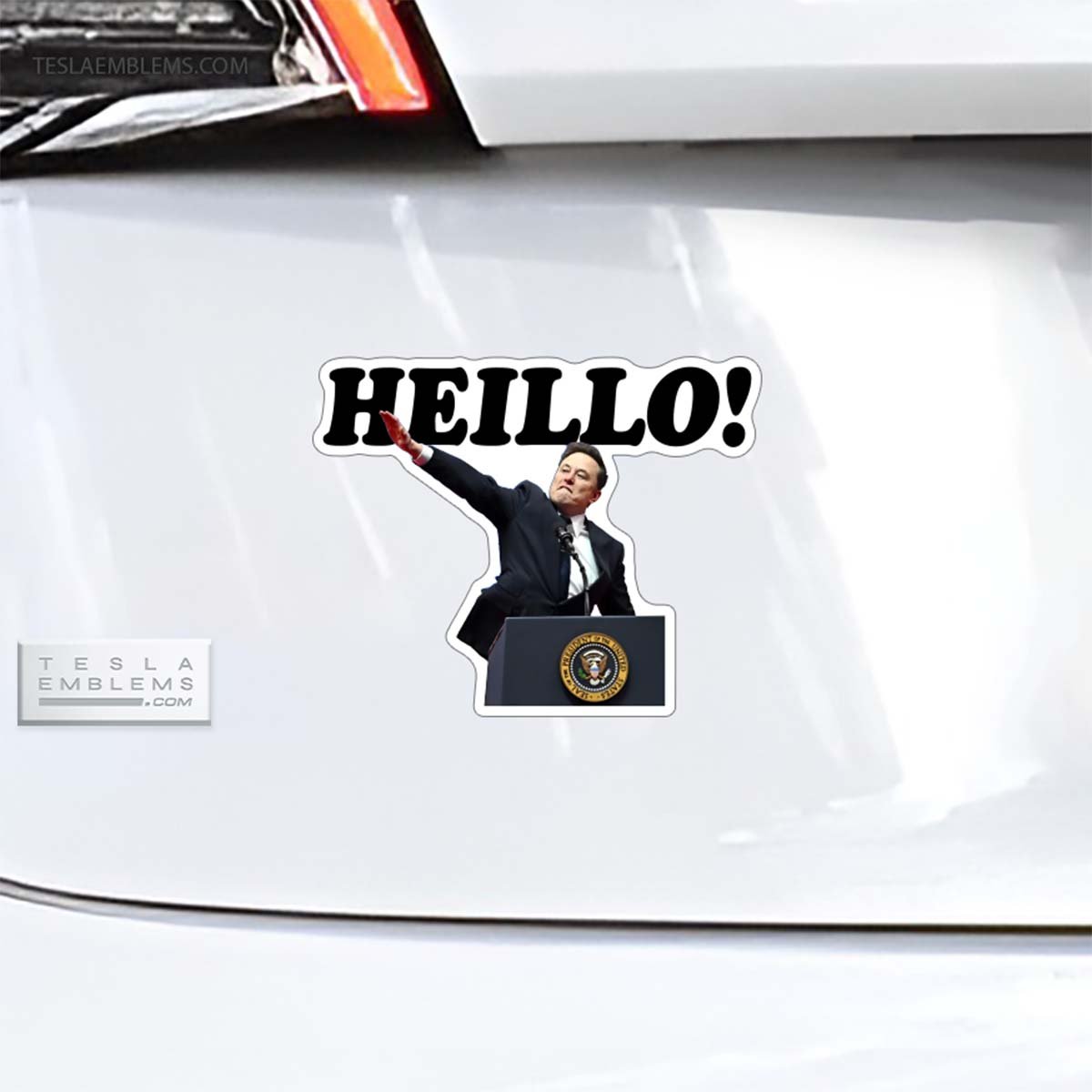 Elon Salutes Heillo Vinyl Decal Sticker - Tesla Emblems