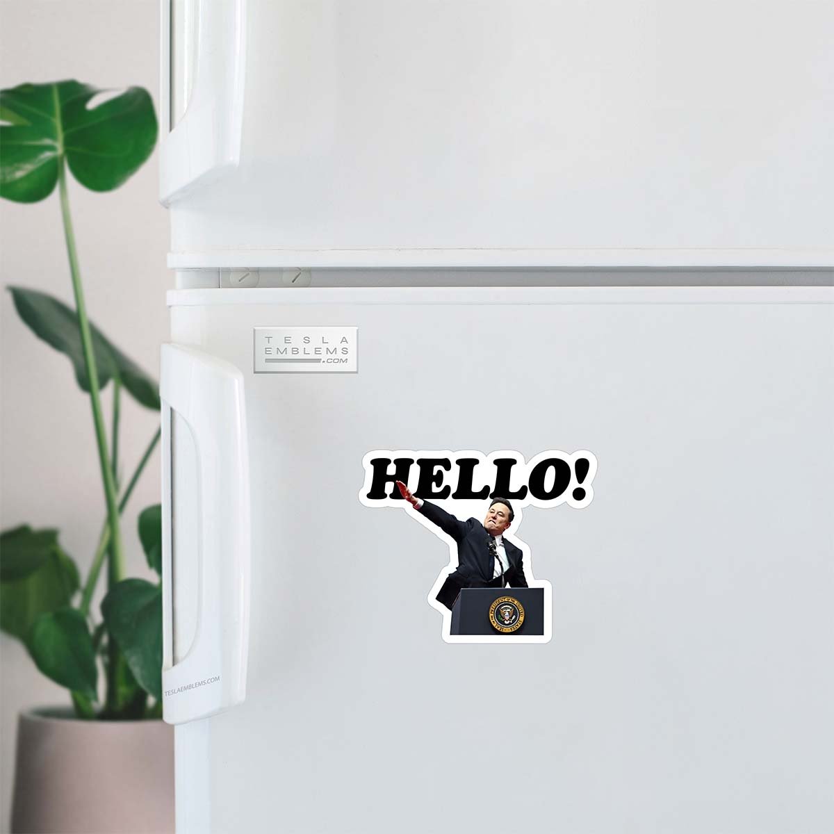 Elon Salutes Hello Vinyl Decal Sticker - Tesla Emblems