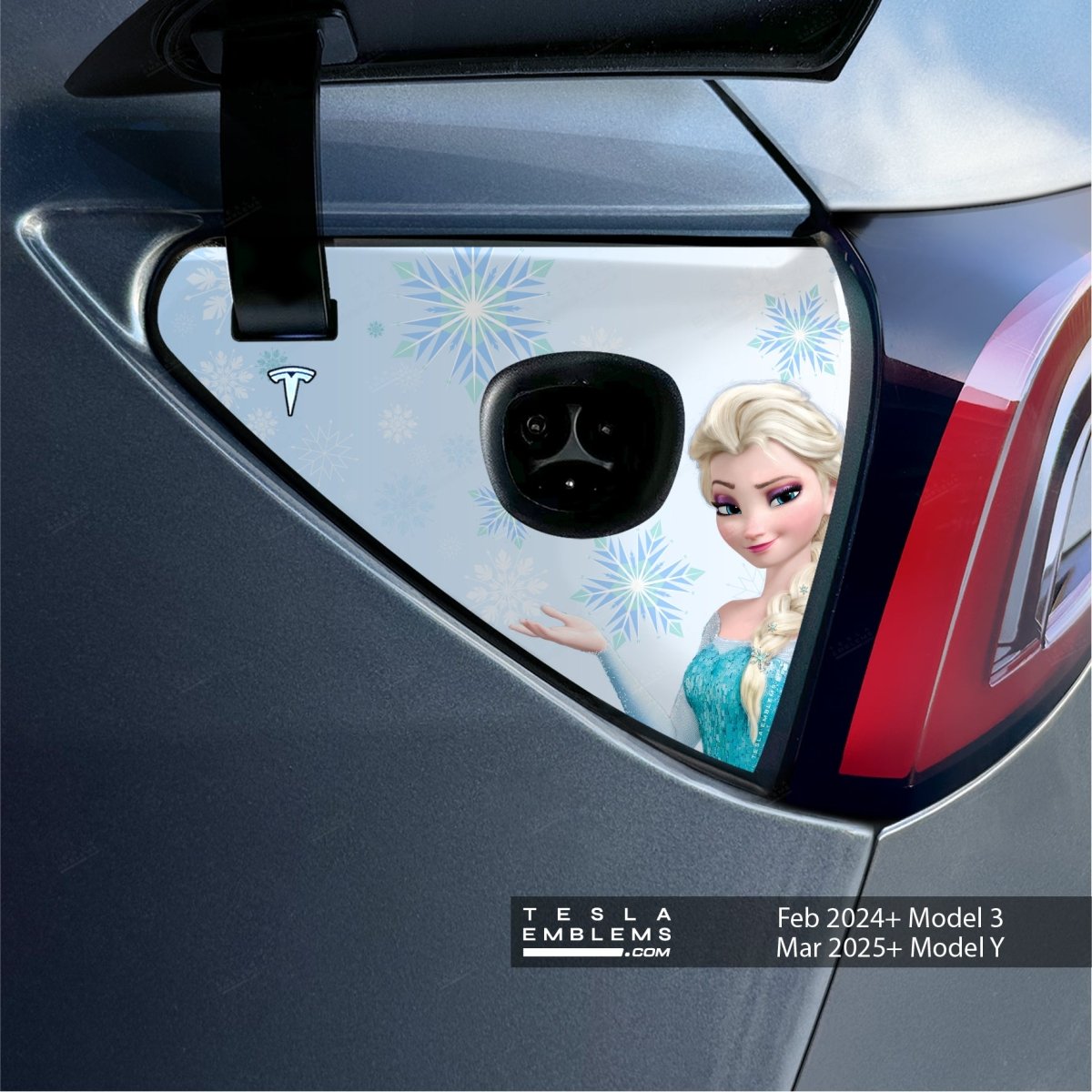 Frozen Elsa Tesla Charge Port Wrap | Model Y - Tesla Emblems