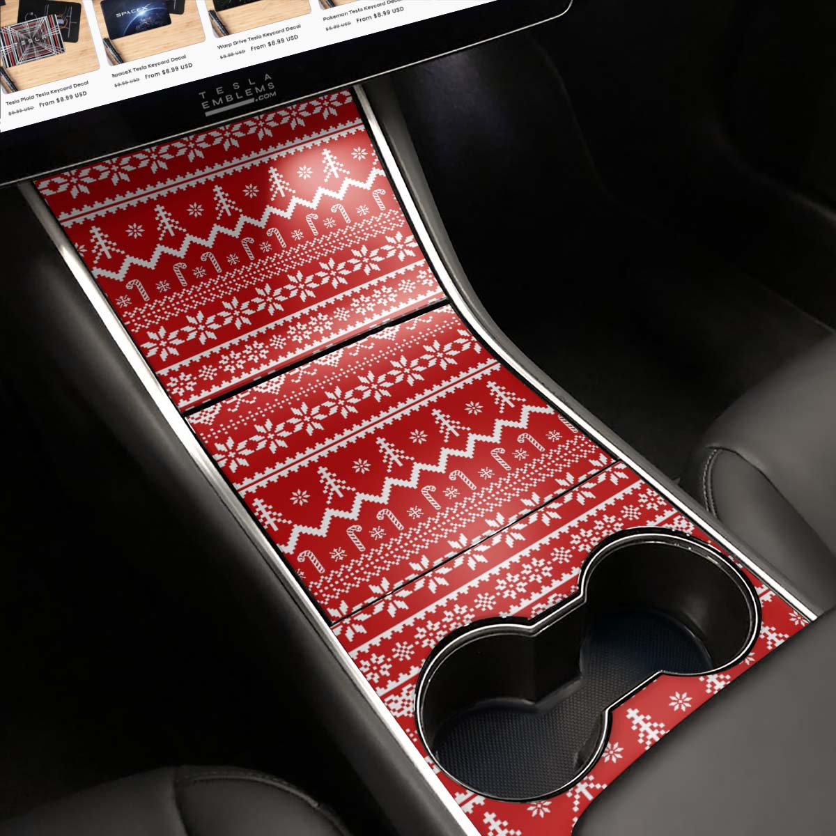 Fair Isle | Tesla Center Console Wrap Kit | Model Y ’19 - 20 - Tesla Emblems