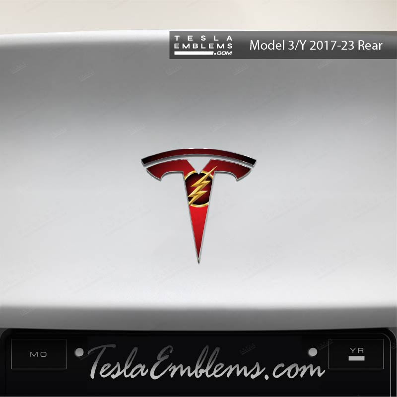 Flash Tesla Emblem Decals (Front + Back) - Tesla Emblems