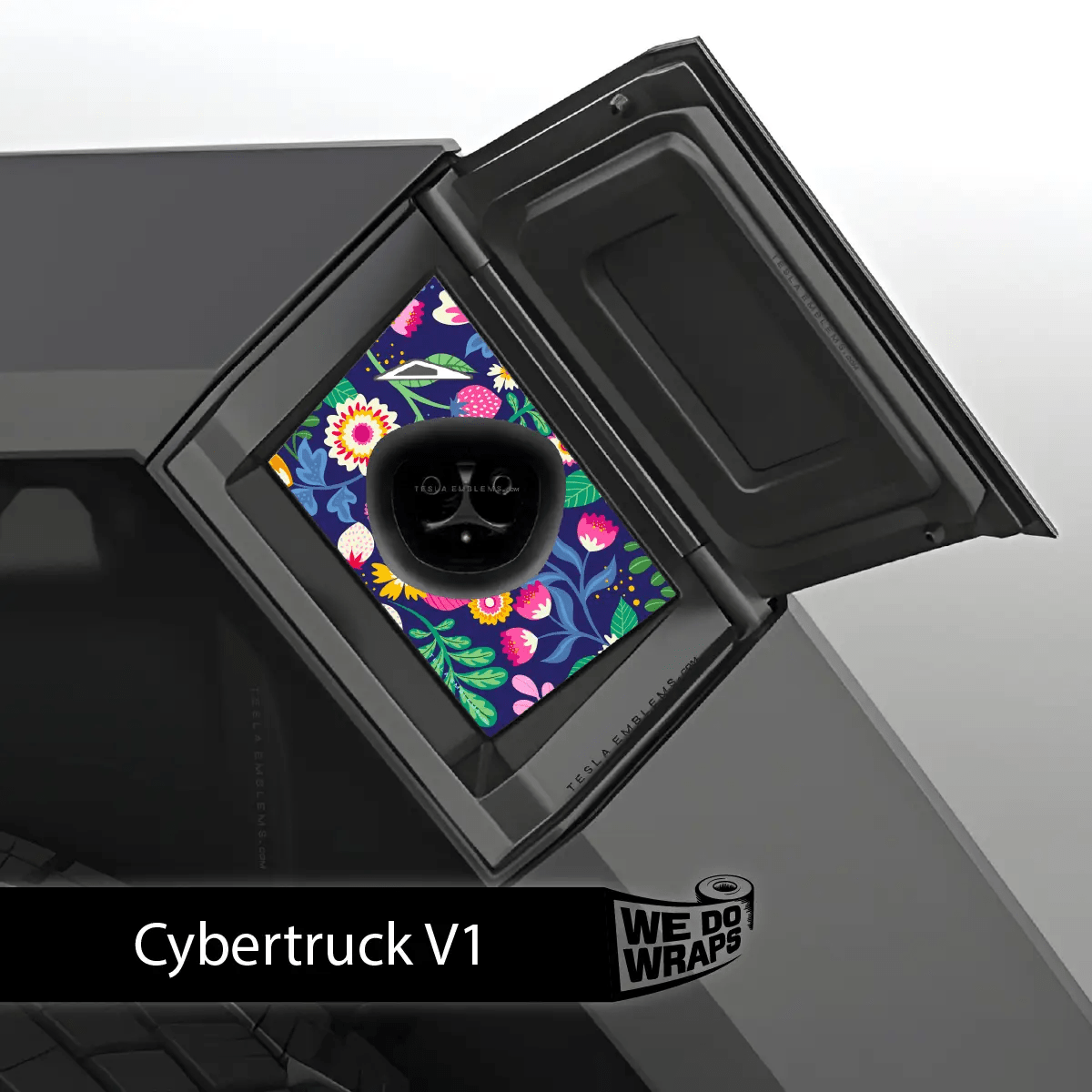 Floral Meadows Tesla Charge Port Wrap | Cybertruck - Tesla Emblems