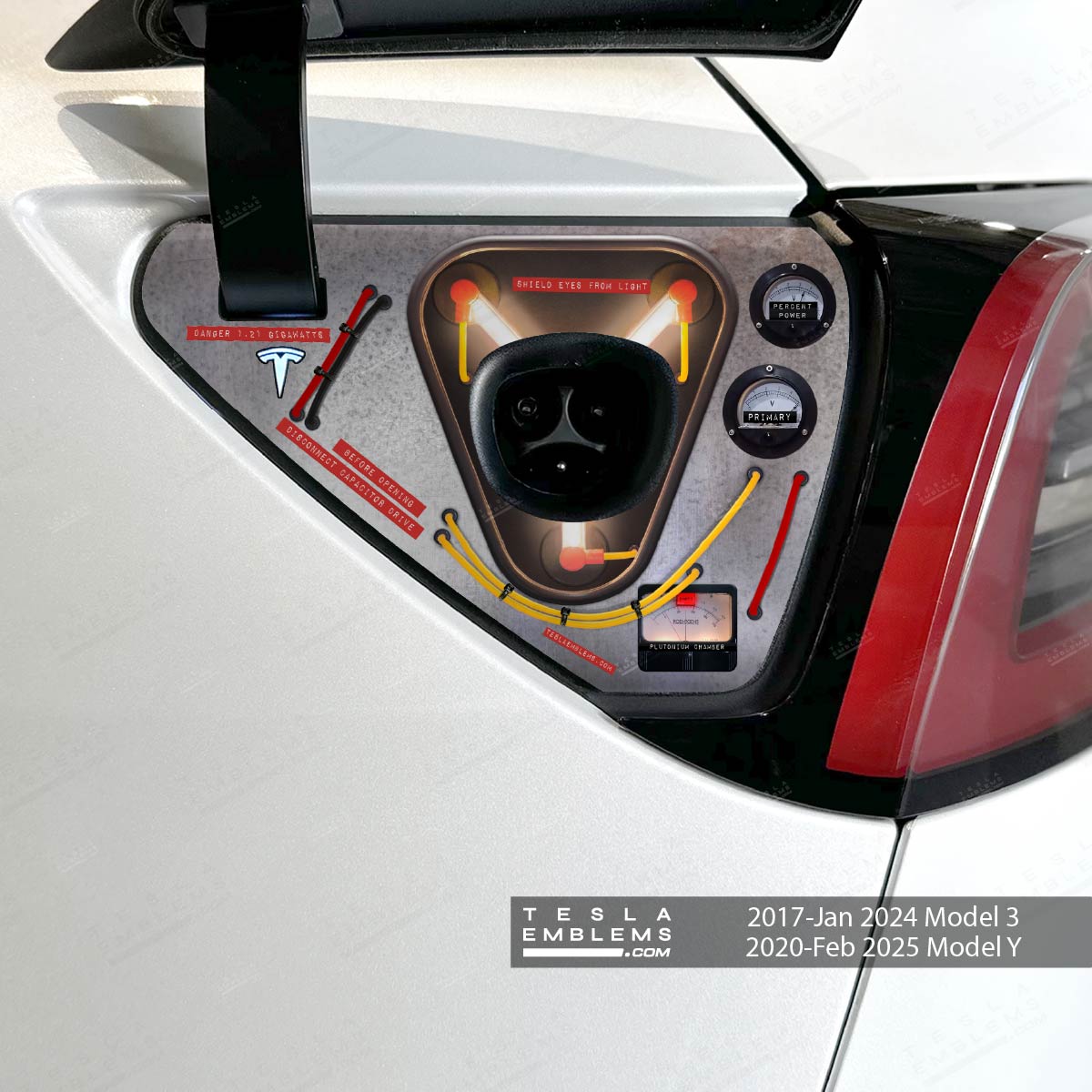 Flux Capacitor - Time Traveling Charge Port Wrap - Tesla Emblems