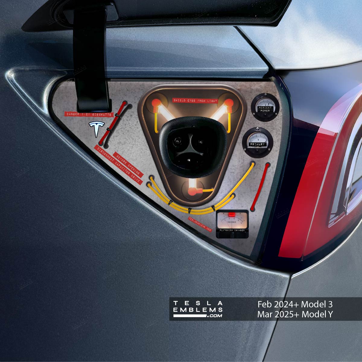Flux Capacitor - Time Traveling Charge Port Wrap - Tesla Emblems