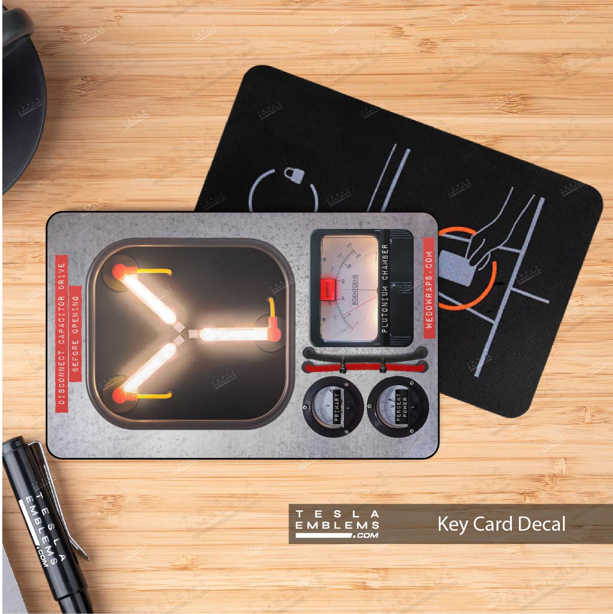 Flux Capacitor Tesla Keycard Decal - Tesla Emblems