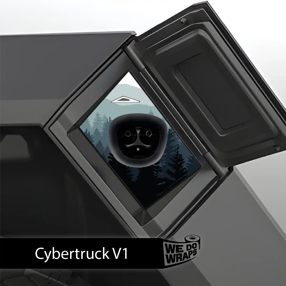 Foggy Pines Tesla Charge Port Wrap | Cybertruck - Tesla Emblems