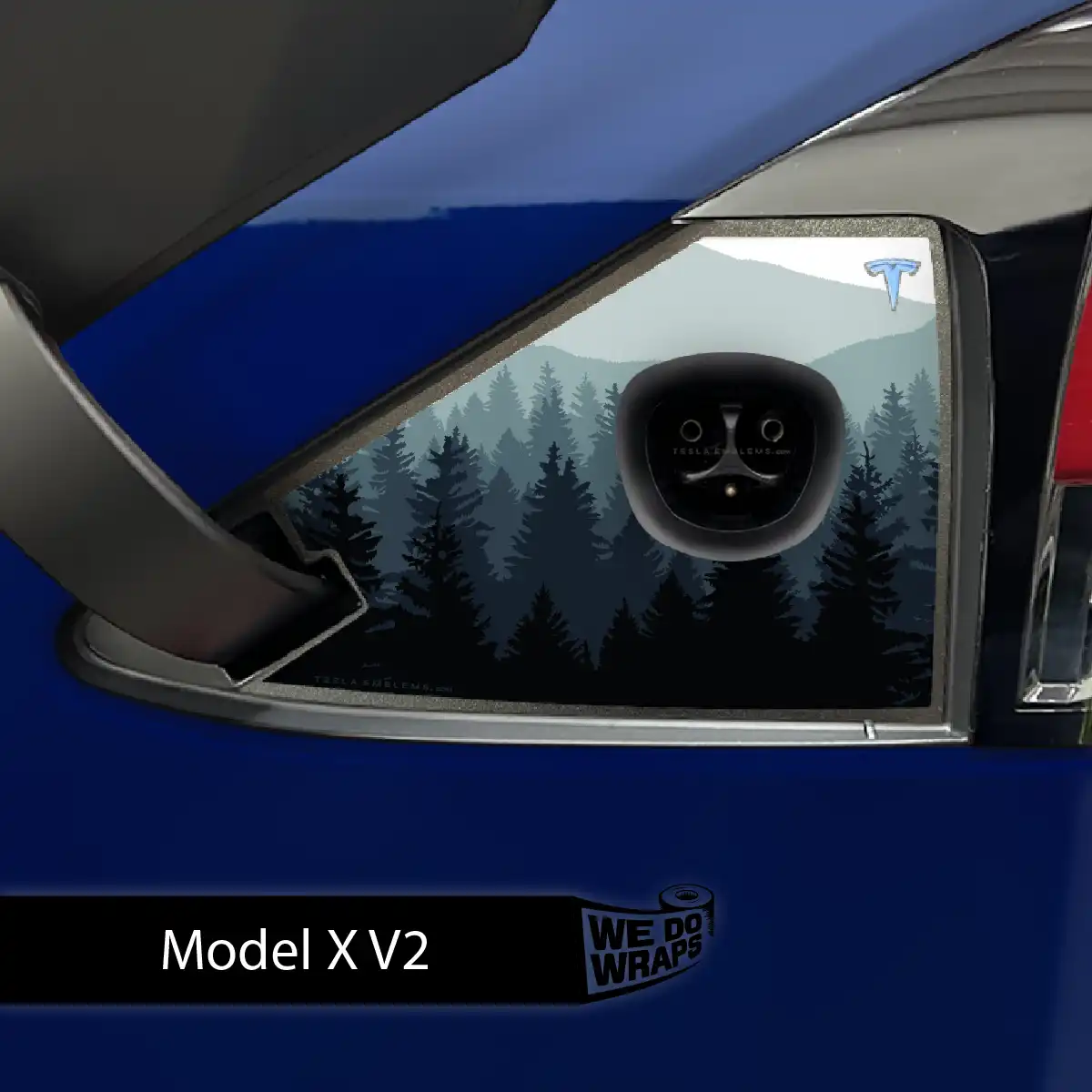 Foggy Pines Tesla Charge Port Wrap | Model X - Tesla Emblems