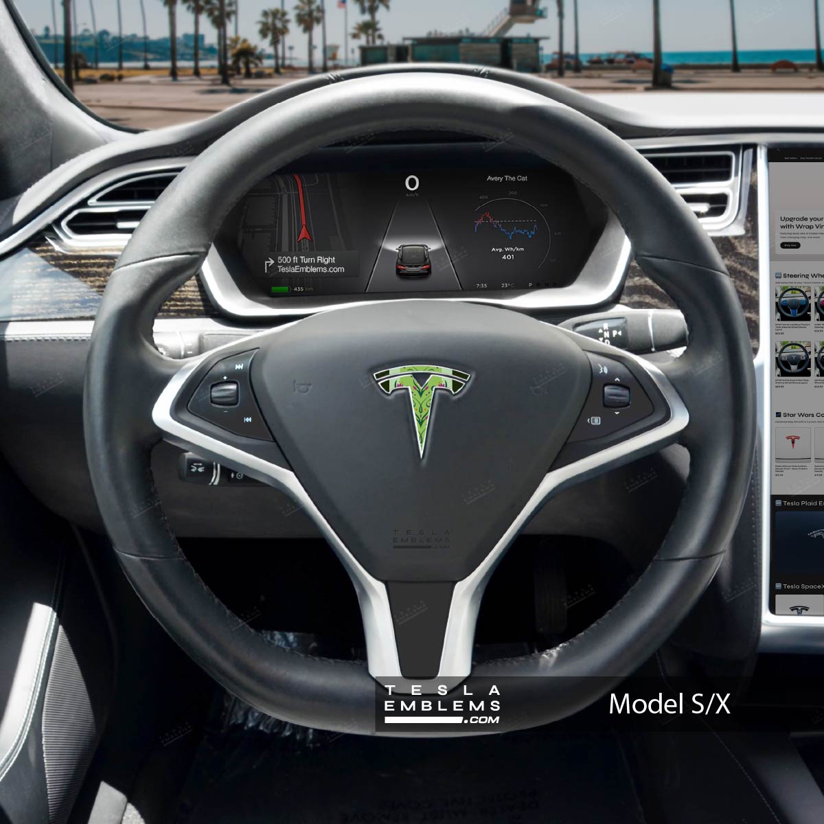 Frozen Anna Tesla Steering Wheel Emblem Decal - Tesla Emblems
