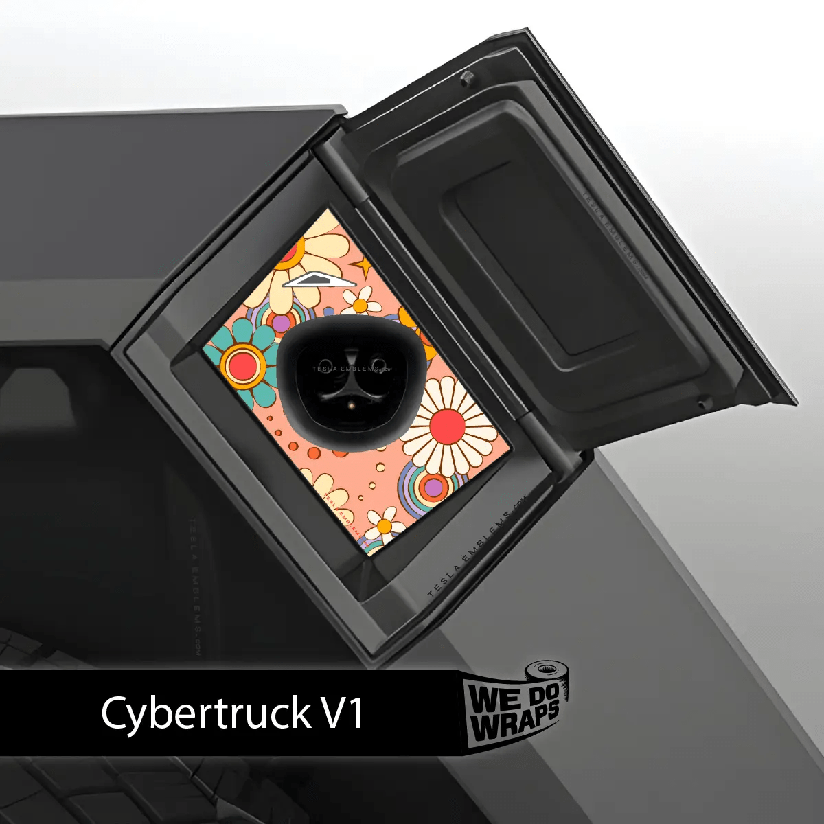 Funky Florals Tesla Charge Port Wrap | Cybertruck - Tesla Emblems
