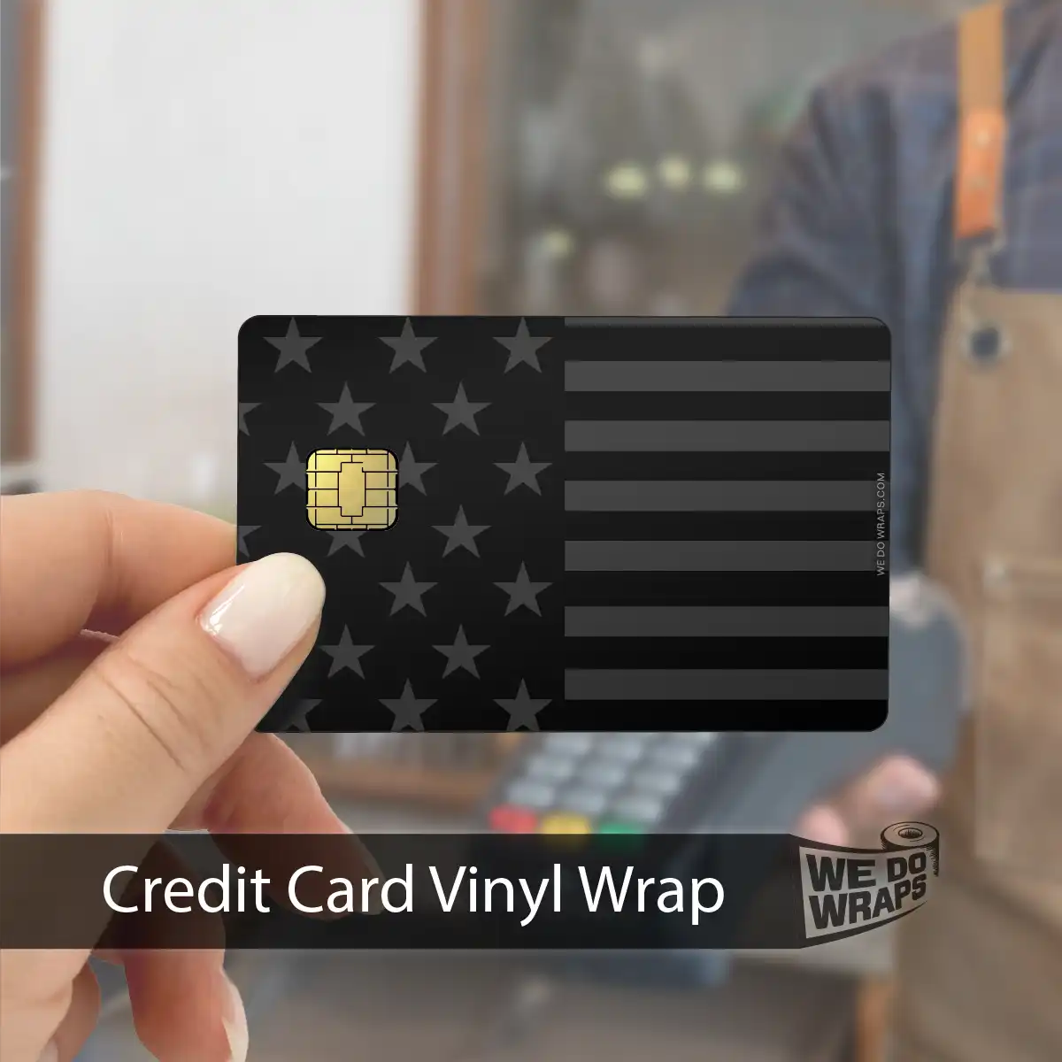 Ghost Black Patriot Flag | NFC Key Card Wrap - Tesla Emblems