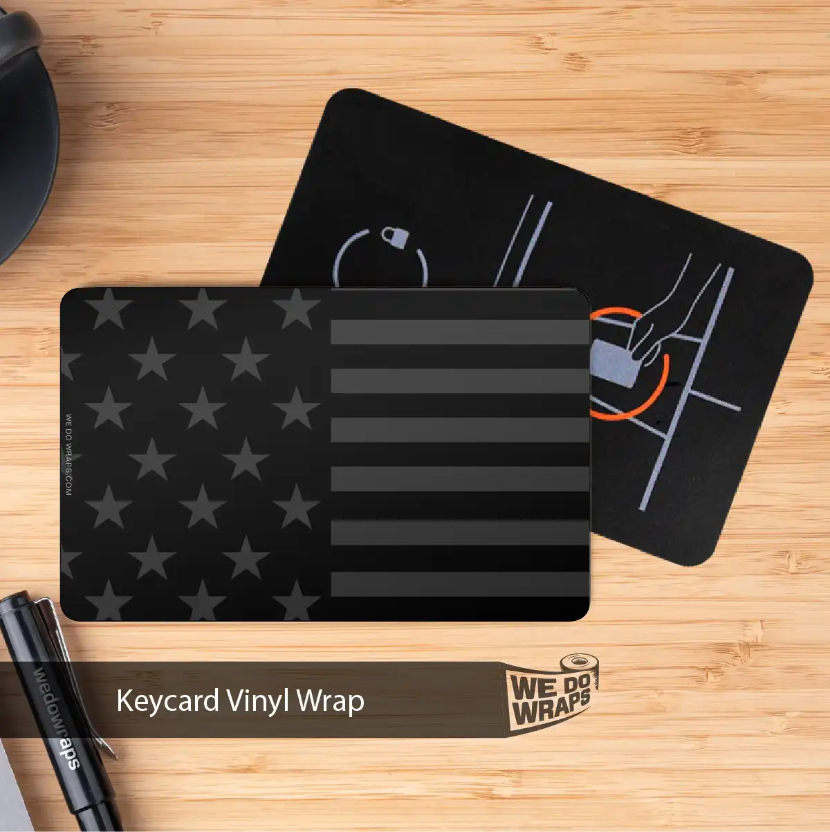 Ghost Black Patriot Flag Tesla Keycard Decal