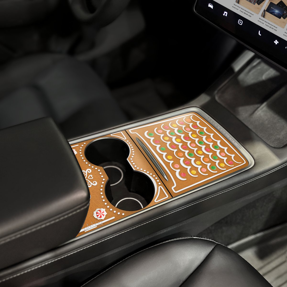 Gingerbread Tesla Gen2 Tesla Center Console Wrap Kit | 2021 - 2023 Model 3 & Y (+Y '24) - Tesla Emblems