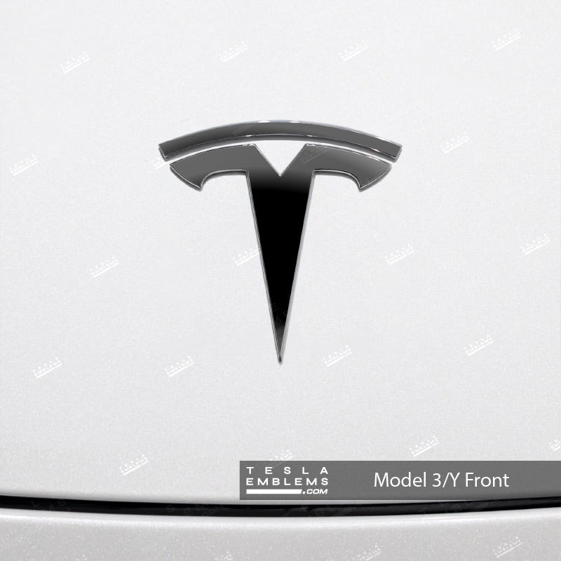 3M Gloss Black Tesla Emblem Decals (Front + Back) – Tesla Emblems