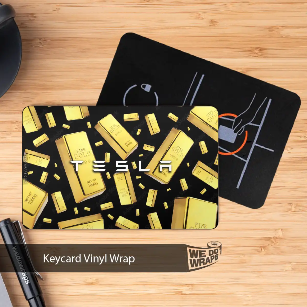 Gold Bars Tesla Keycard Decal - Tesla Emblems