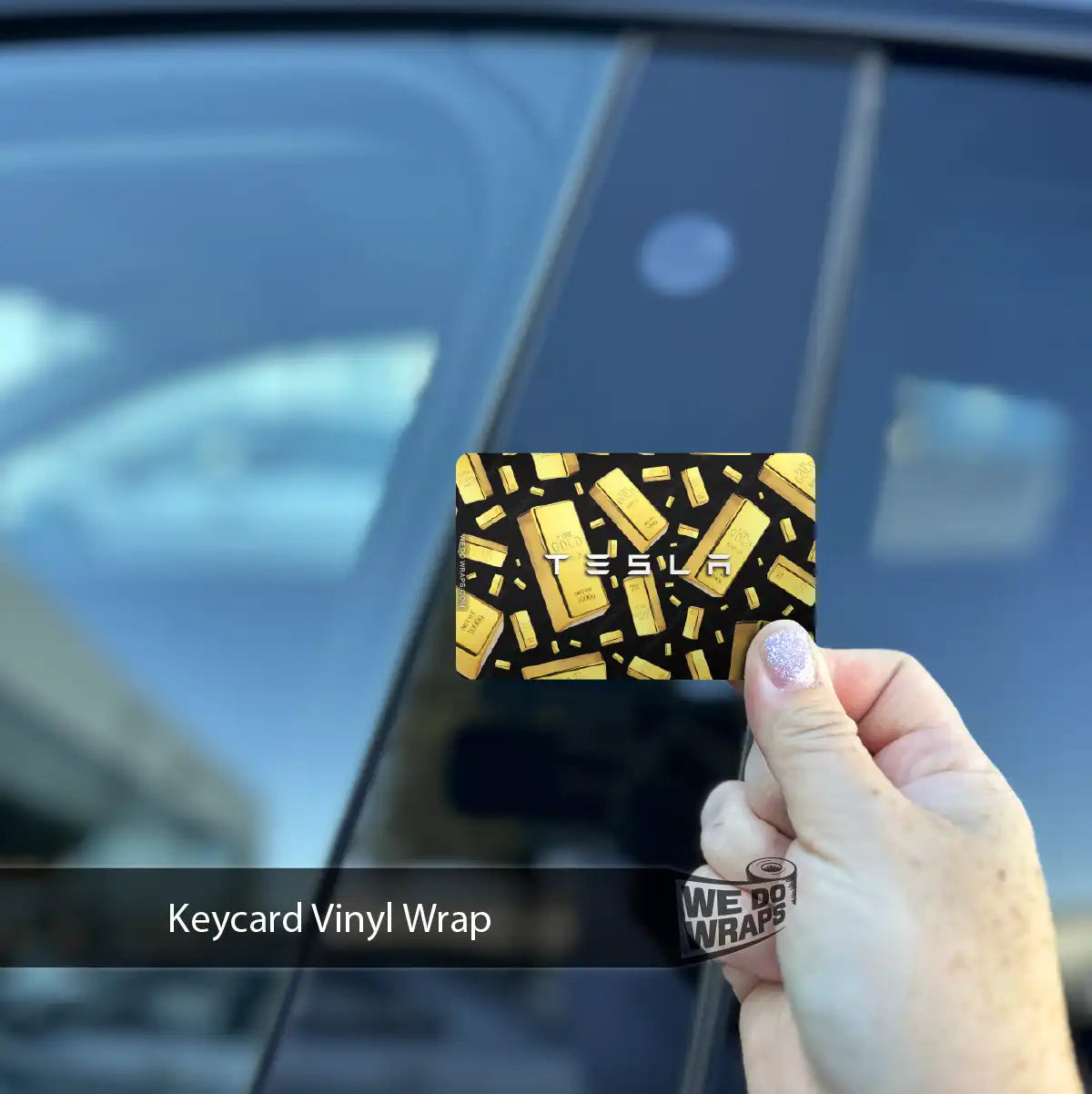 Gold Bars Tesla Keycard Decal - Tesla Emblems