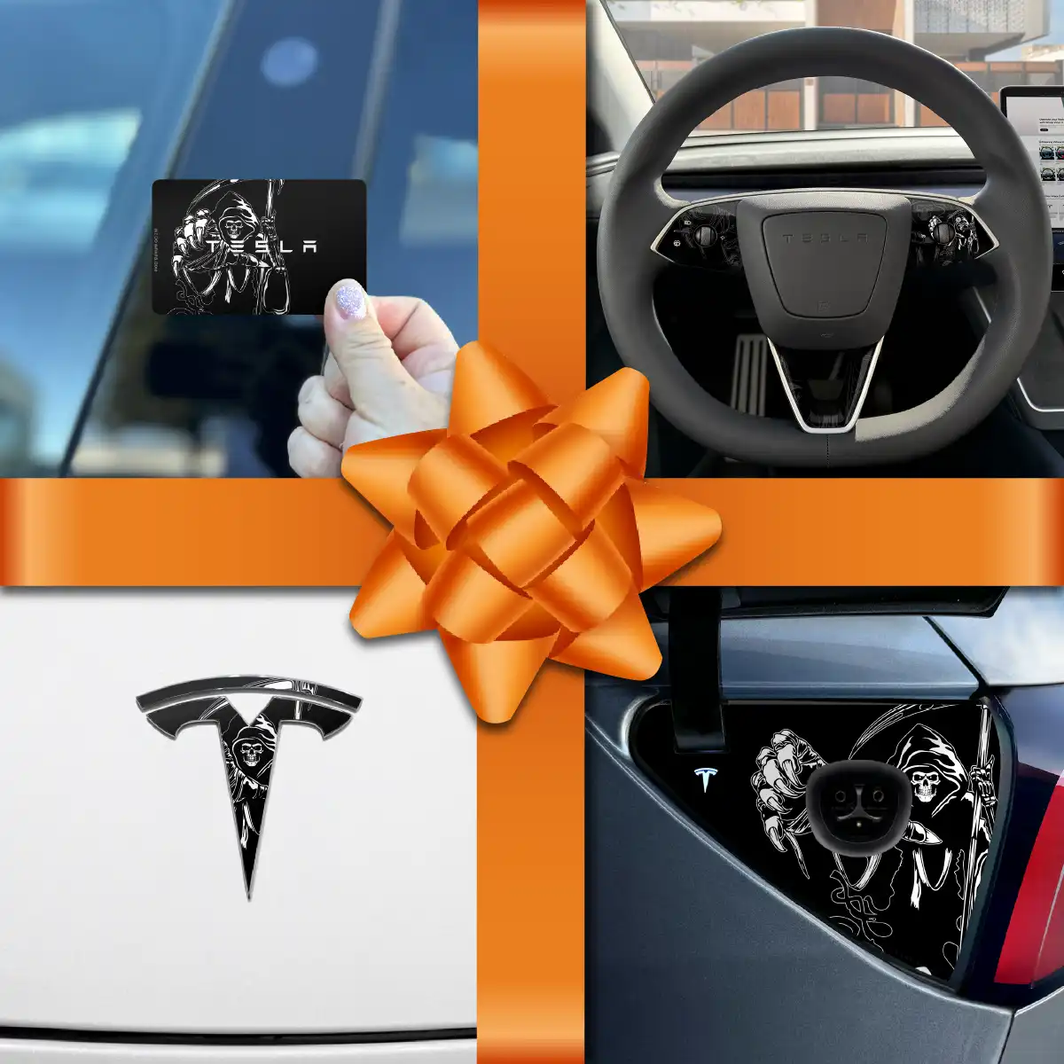 Holiday Bundle Grim Reaper Tesla Wrap Kit | Model Y - Tesla Emblems