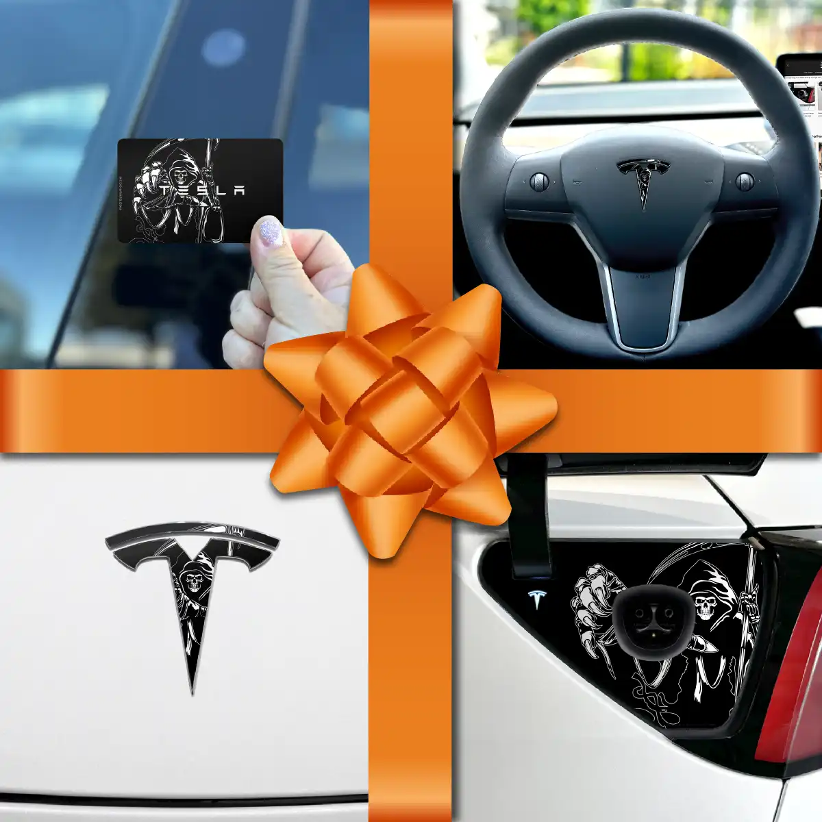 Holiday Bundle Grim Reaper Tesla Wrap Kit - Tesla Emblems