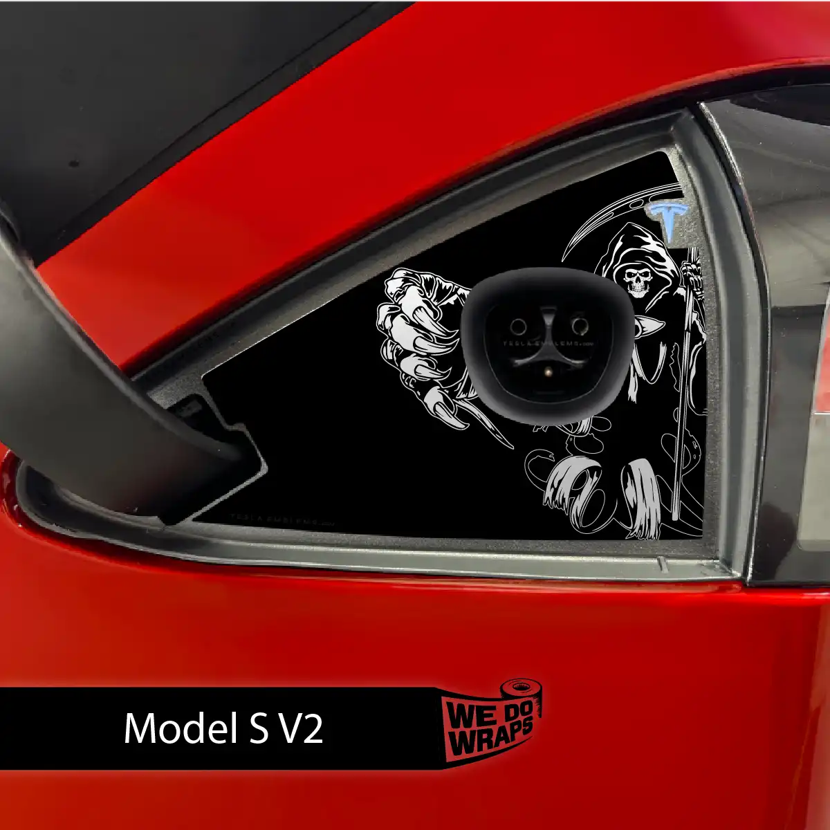 Grim Reaper Tesla Charge Port Wrap | Model S - Tesla Emblems