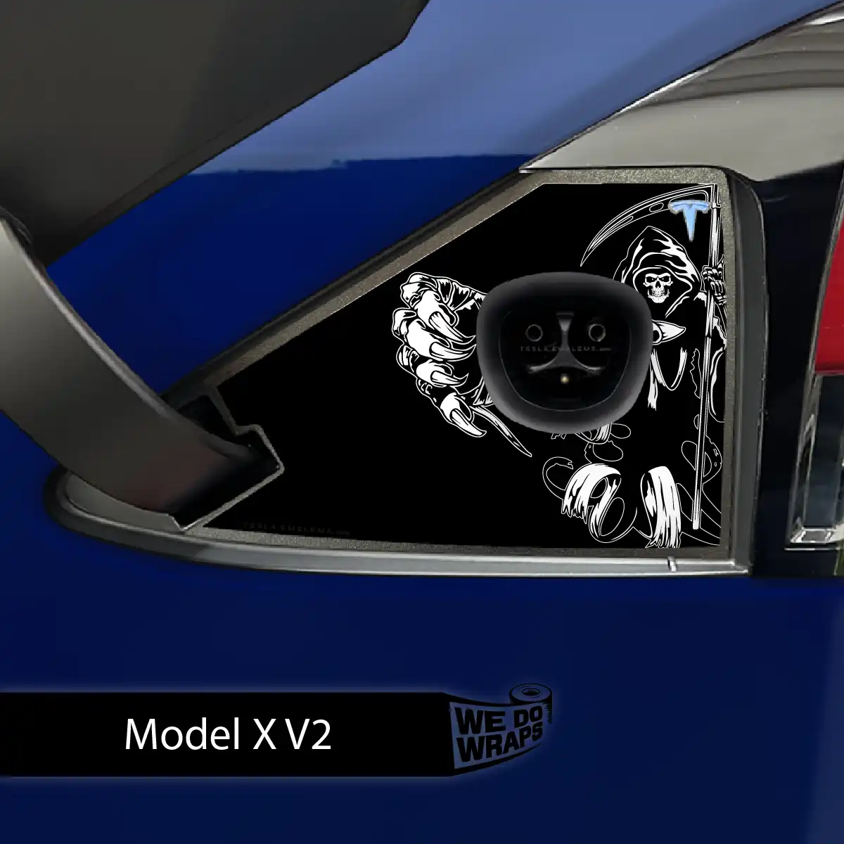 Grim Reaper Tesla Charge Port Wrap | Model X - Tesla Emblems