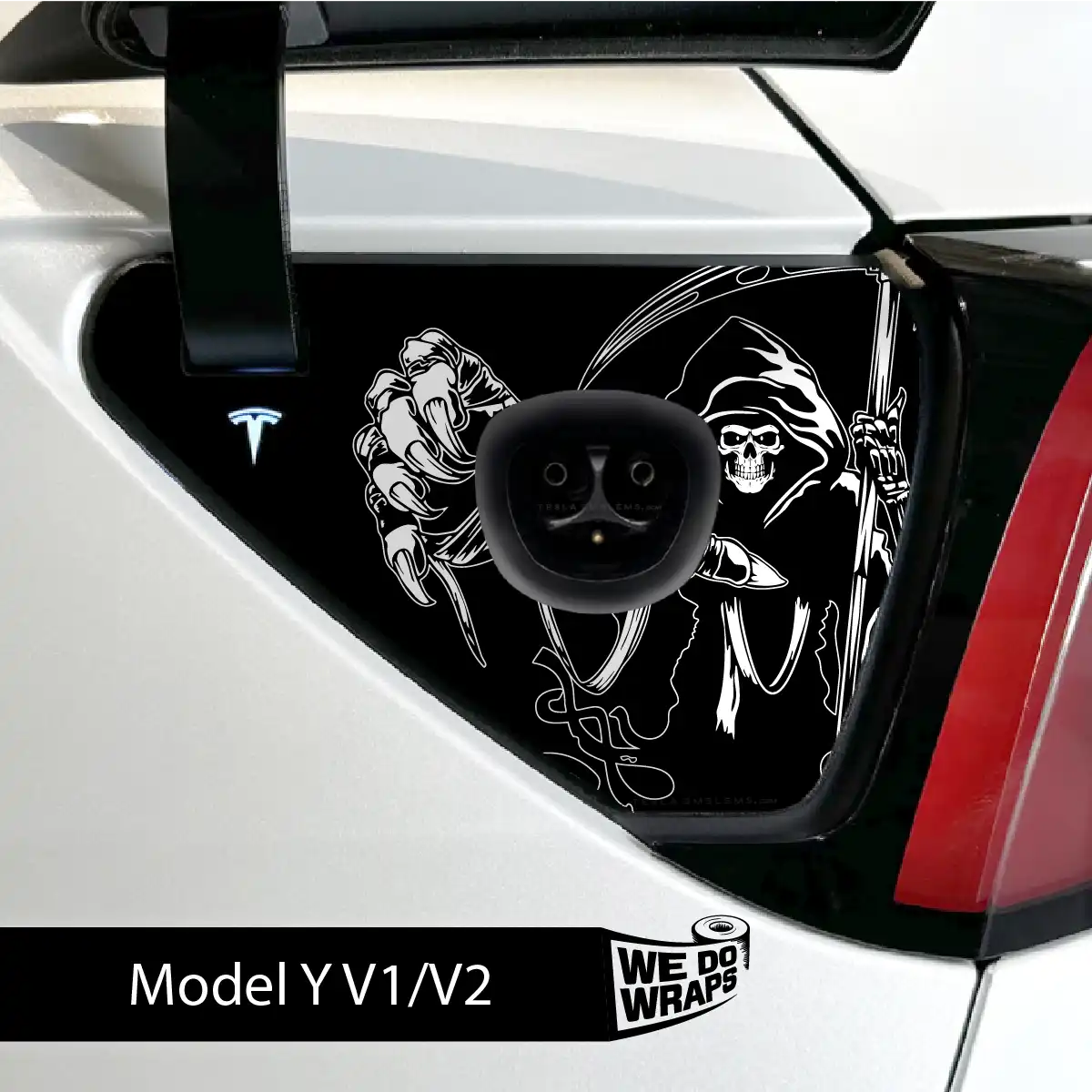 Grim Reaper Tesla Charge Port Wrap | Model Y - Tesla Emblems