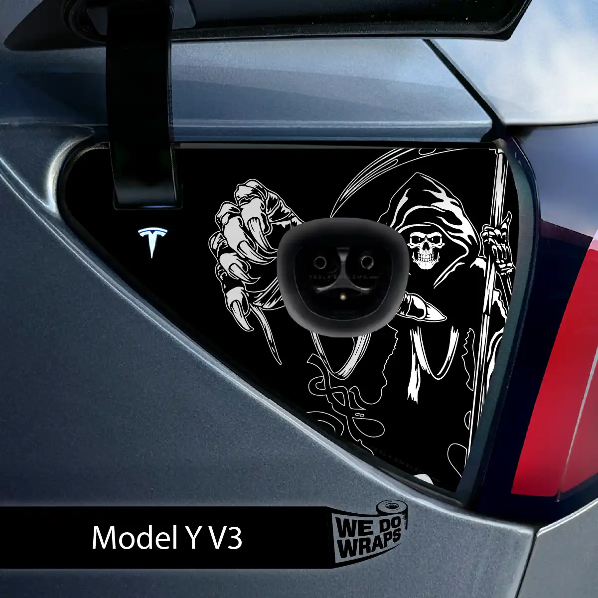 Grim Reaper Tesla Charge Port Wrap | Model Y - Tesla Emblems