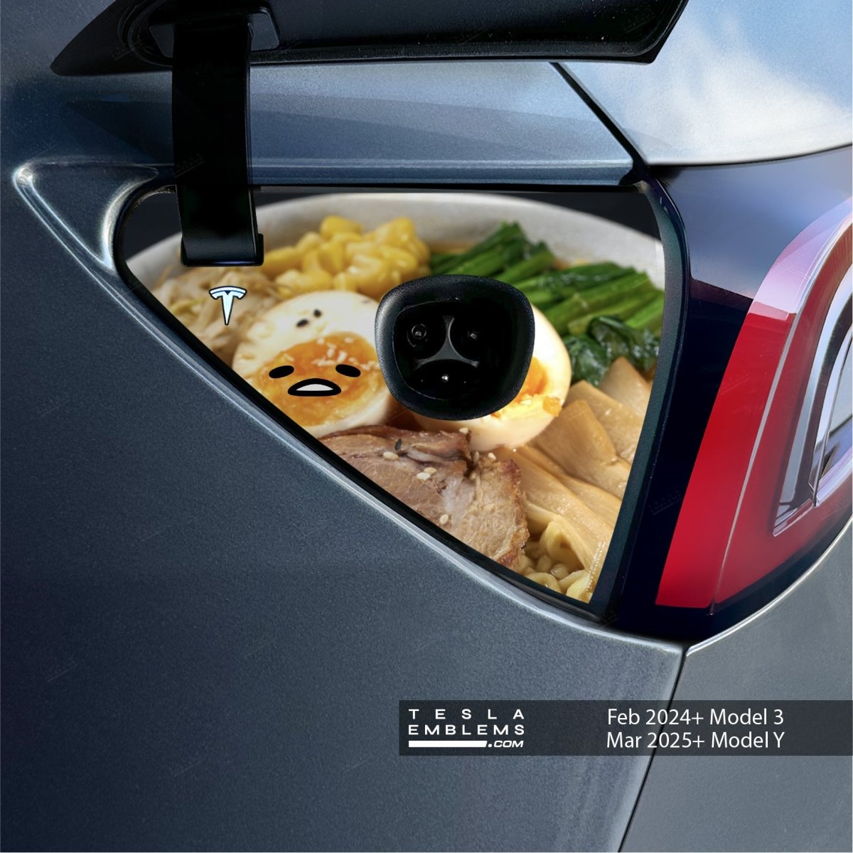 Gudetama Tesla Charge Port Wrap | Model Y - Tesla Emblems