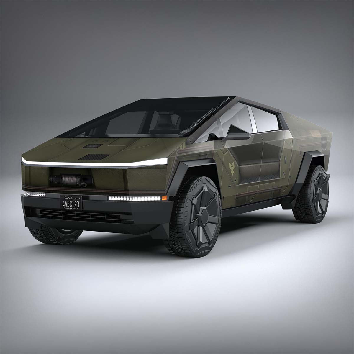 Warthog LRV Wrap | Deadfall Green - Tesla Cybertruck DIY Precut Kit - Tesla Emblems