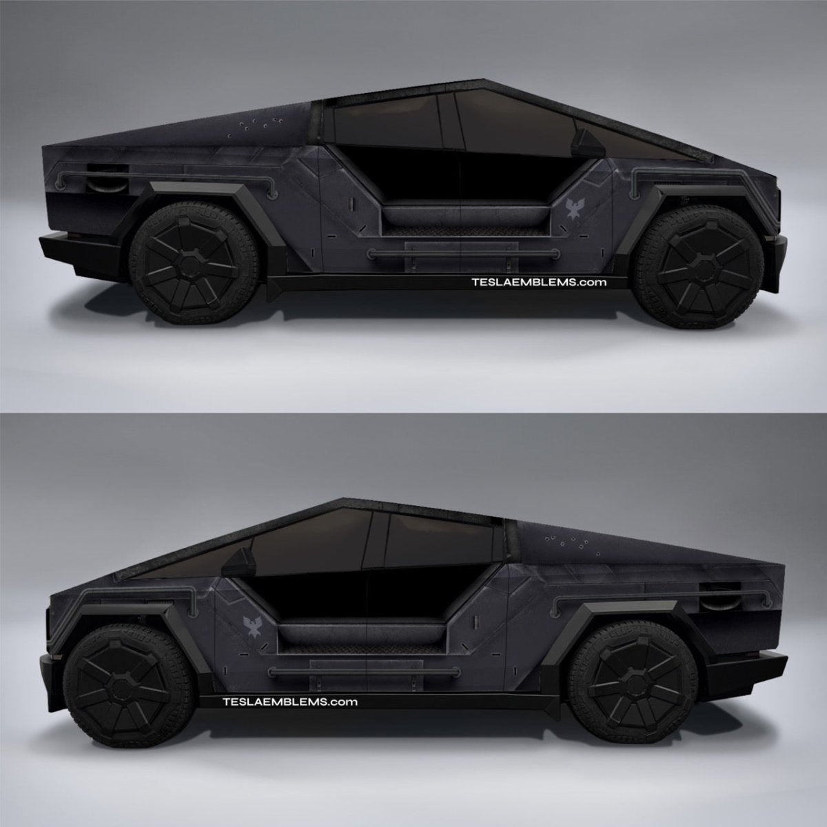 Warthog LRV Wrap | Gunmetal Gloom Grey - Tesla Cybertruck DIY Precut Kit - Tesla Emblems