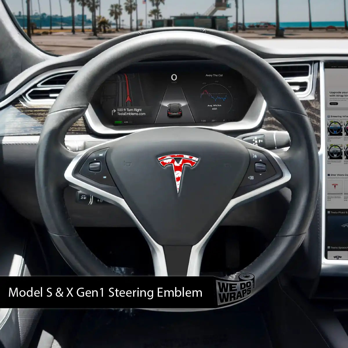 Hawaiian Tesla Steering Wheel Wrap | Model S