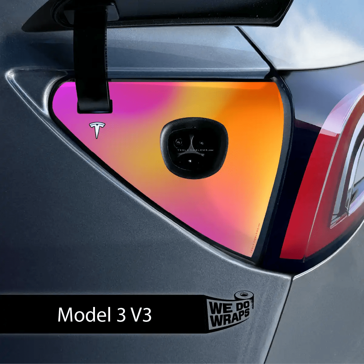Heatwave Gradient Tesla Charge Port Wrap | Model 3 - Tesla Emblems