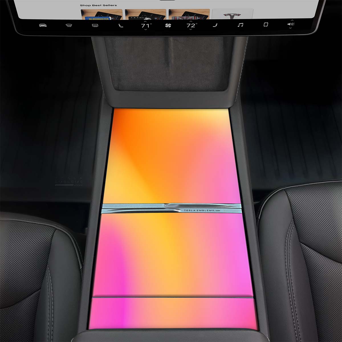 Heatwave Gradient Center Console Wrap Kit | 2024+ Model 3 "Highland" - Tesla Emblems