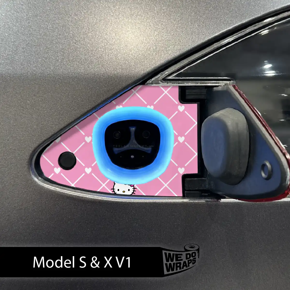 Hello Kitty Tesla Charge Port Wrap | Model X - Tesla Emblems