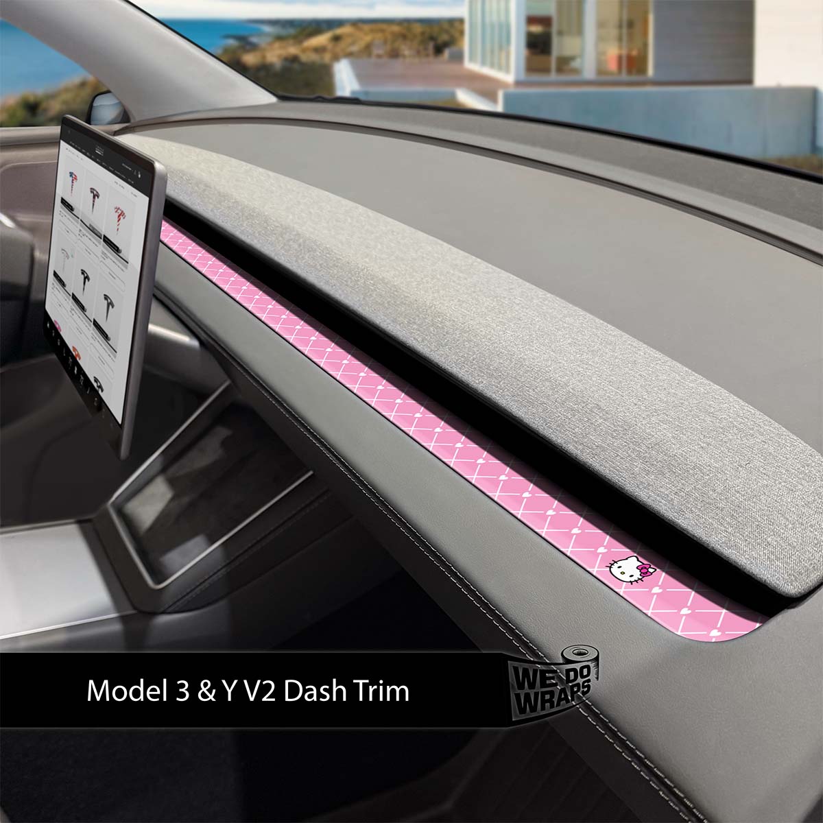 Sweet Kitty Tesla Dash Trim Wrap | Model Y 2026
