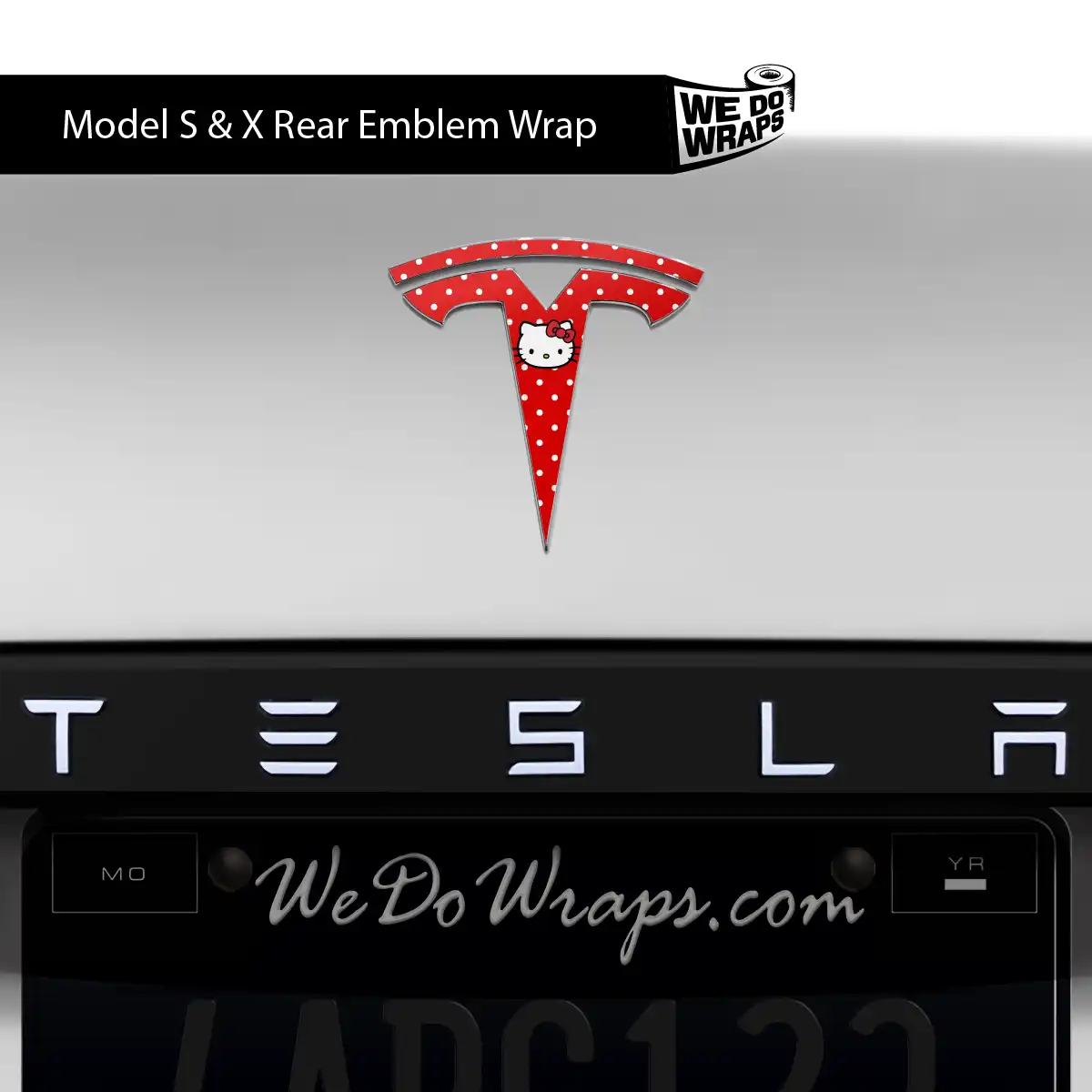 Hello Kitty Tesla Emblem Decals (Front + Back) | Model X - Tesla Emblems