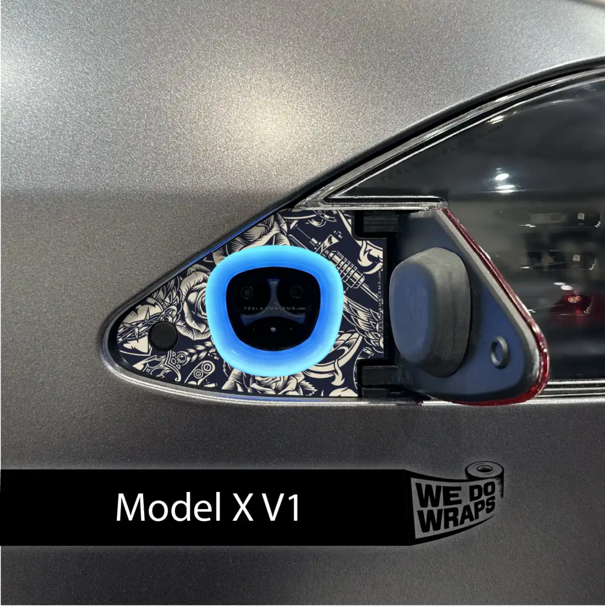 Ink & Elegance Art Tesla Charge Port Wrap | Model X - Tesla Emblems